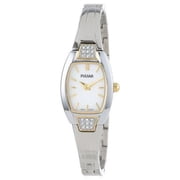 Womens Crystal Analog Stainless Watch - Silver Bracelet - Pearl Dial - PTA504