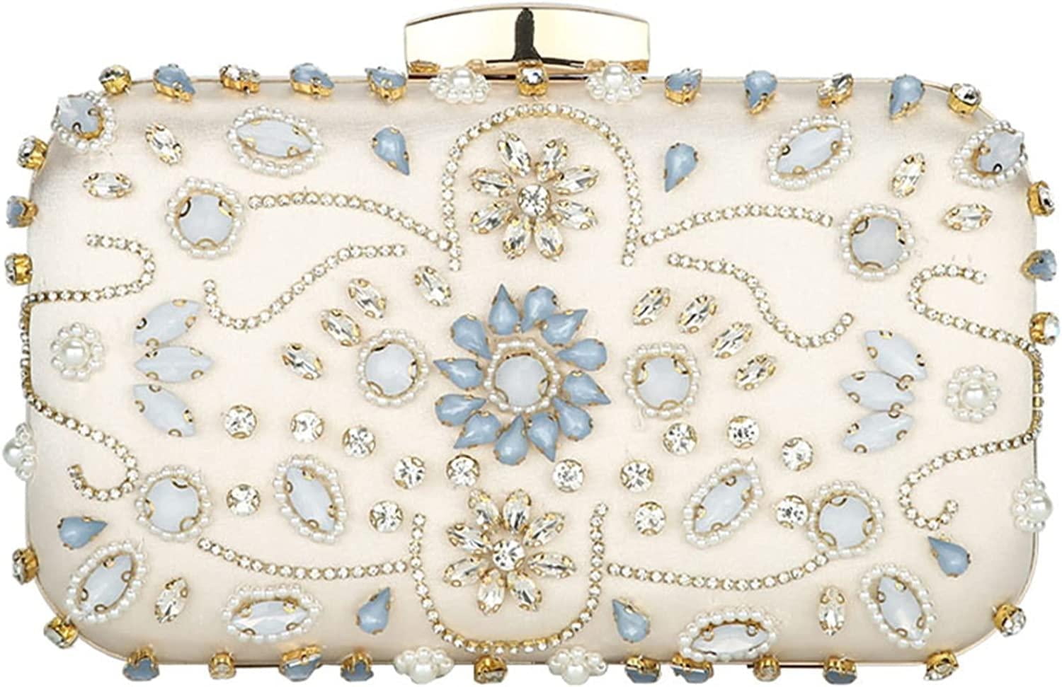 EUPHRATES Womens Crystal Beaded Evening Bag Wedding Clutch Purse