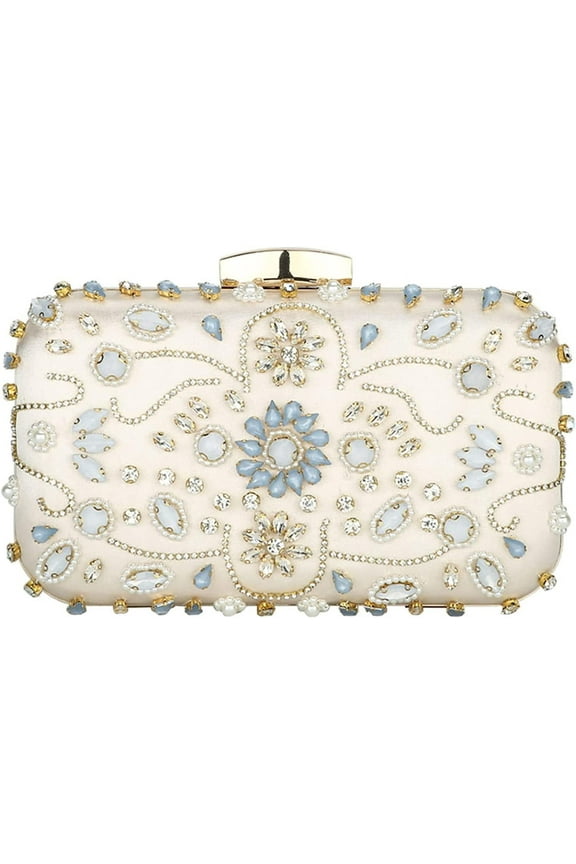 Womens Crystal Beaded Evening Bag Wedding Clutch Purse