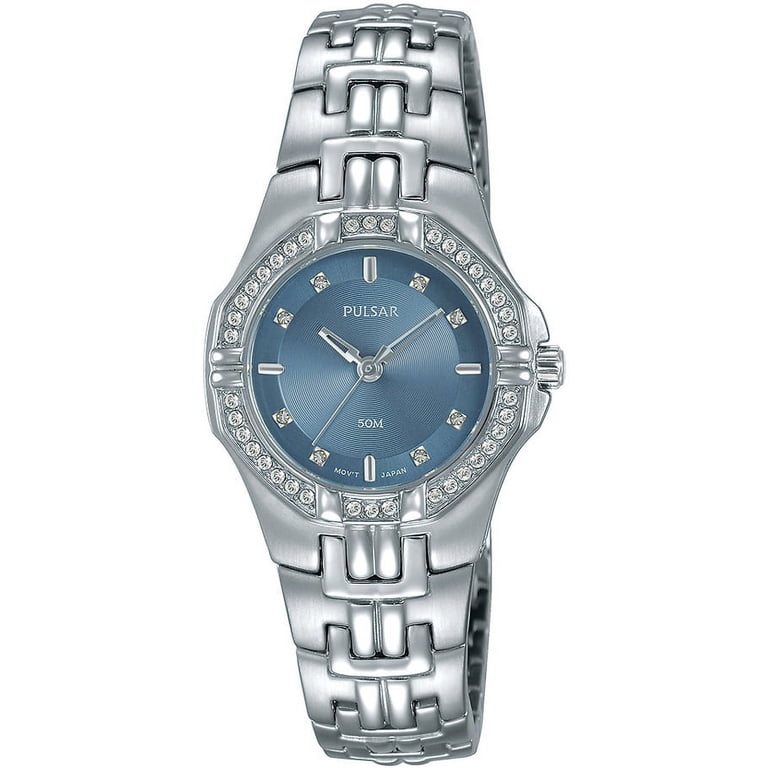 Pulsar Silver and Light Blue Crystal Watch Pulsar Men main image 4