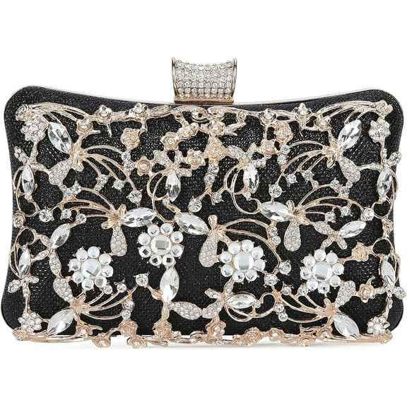 Womens Crystal Evening Clutch Bag Rhinestone Wedding Handbag Purse for Bridal Prom Cocktail Party