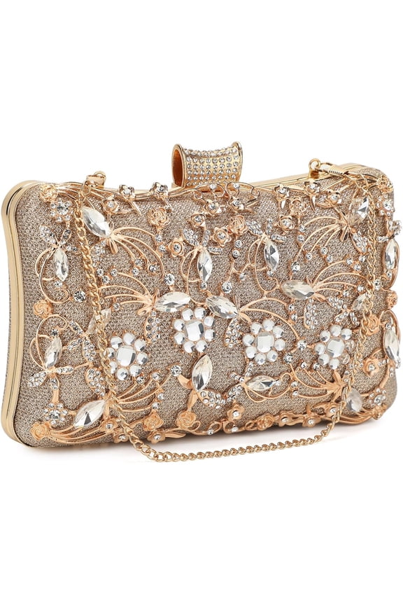 Womens Crystal Evening Clutch Bag Rhinestone Wedding Handbag Purse for Bridal Prom Cocktail Party