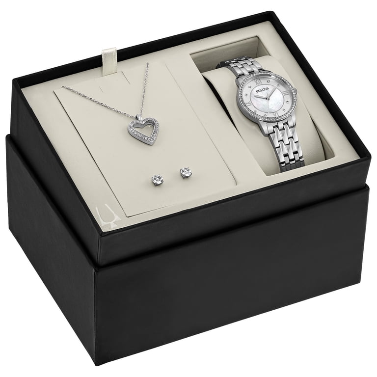 Silver Crystal Watch and Earring Set Amazon.com: Ecation 7 Pcs Luxury Women Watch and Bracelet  main image 2