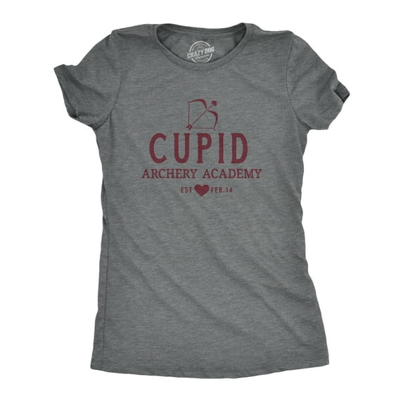 Womens Cupid Archery Academy T Shirt Funny Valentines Day Shirt for Women Womens Graphic Tees