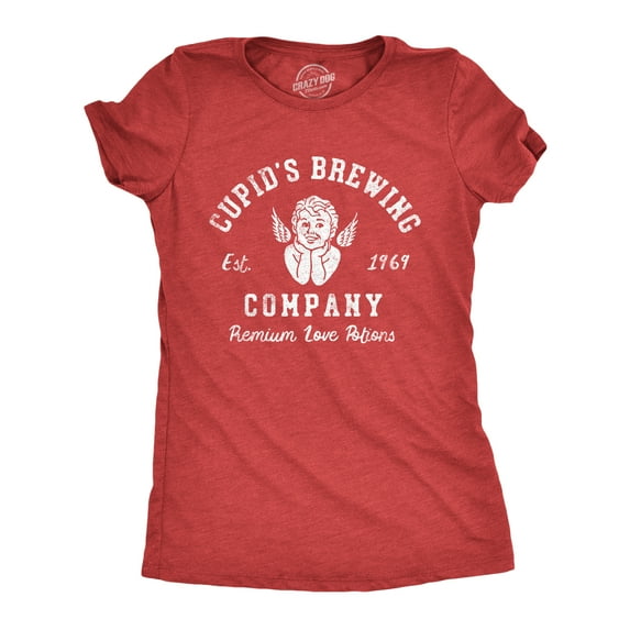 Womens Cupids Brewing Company T Shirt Funny Valentines Day Love Potions Tee for Ladies Womens Graphic Tees
