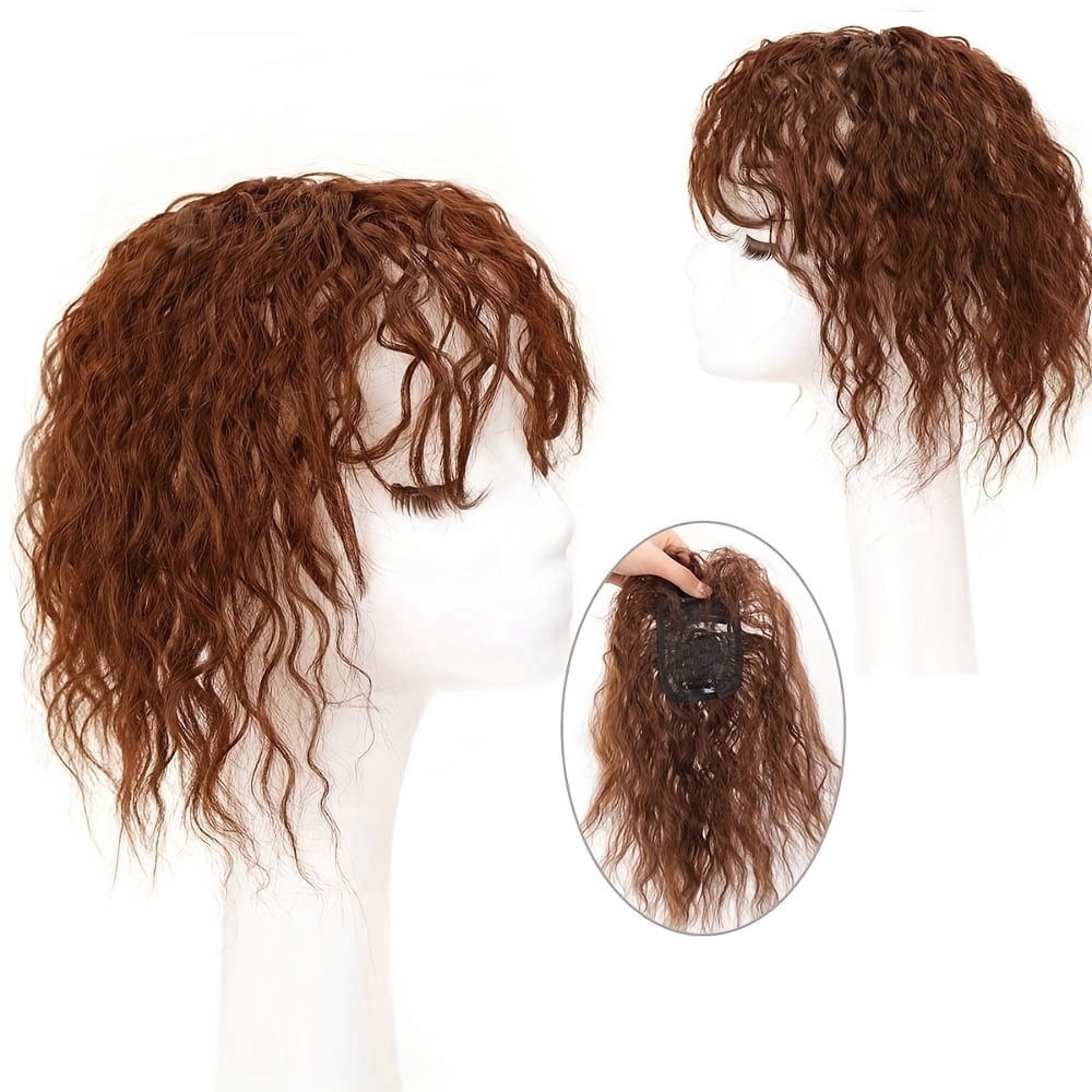 Womens Curly Fluffy Hair Topper for Top of Head Seamless Clip In Top ...