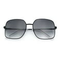thumbnail image 1 of Womens Curved Concave Face Rectangle Oversized Metal Rim Sunglasses Black - Smoke, 1 of 7