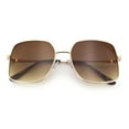 thumbnail image 1 of Womens Curved Concave Face Rectangle Oversized Metal Rim Sunglasses Gold - Brown, 1 of 7
