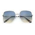 thumbnail image 1 of Womens Curved Concave Face Rectangle Oversized Metal Rim Sunglasses Silver - Black Beige, 1 of 7