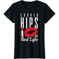 thumbnail image 1 of Womens Curved Hips & Red Lips Makeup Lover Curvy Beauty Gift T-Shirt, 1 of 5