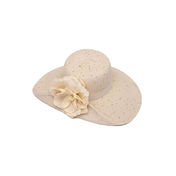 Womens Curved Straw Sun Hat w/ Bow - Natural
