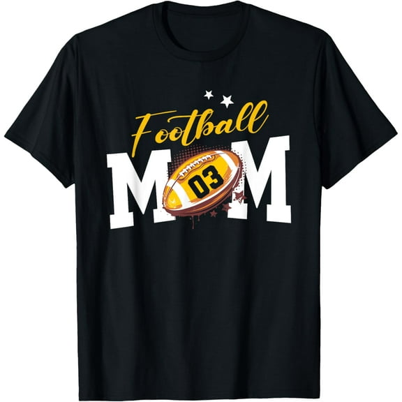 Womens Custom Proud Football Mom Number 03 Personalized T-Shirt