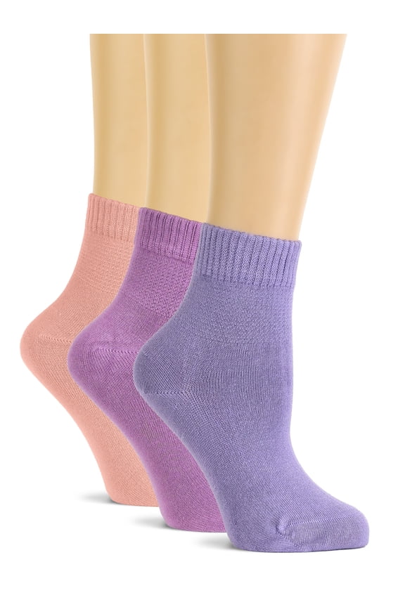 Womens Cute Ankle Bamboo Socks for All Seaons Home Office Everyday Use, Neutral socks for Granola Girls Clothes, Aster Purple-Lilac-Rose Cloud, 3 Pairs, Shoe Size:10-12