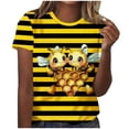 thumbnail image 1 of Womens Cute Bee Graphic T Shirts Stripe Casual Short Sleeve Summer Shirts Fashion Comfy Crewneck Tees Trendy Lightweight Basic Tunic Tops, 1 of 5