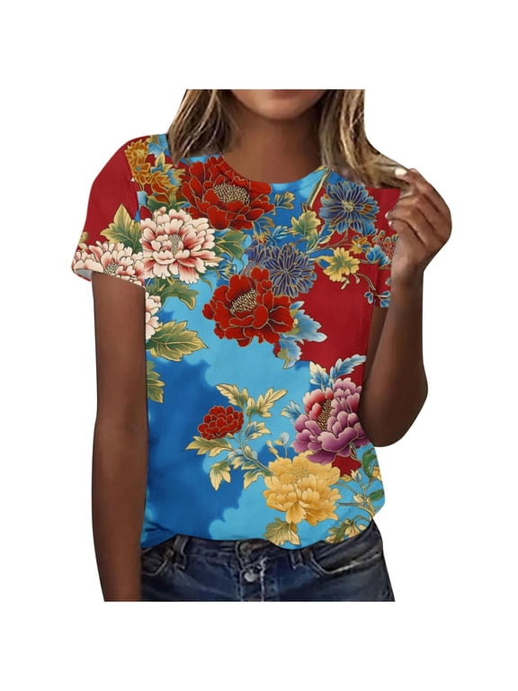Womens Cute Bee Graphic Tee Shirts Short Sleeve Funny Letter Print Summer T-Shirt Tops