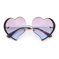 thumbnail image 1 of Womens Cute Bubbly Heart Shape Metal Rim Retro Lolita Sunglasses Gold Tortoise - Purple Blue, 1 of 8