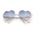 thumbnail image 1 of Womens Cute Bubbly Heart Shape Metal Rim Retro Lolita Sunglasses Silver White - Blue Beige, 1 of 1