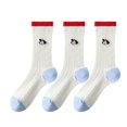 thumbnail image 1 of Womens Cute Cartoon Embroidered Crew Socks 3-Pair Pack Fun Patterned Cotton Knit Soft and Stretchy Casual Style - 3 pcs dog, 1 of 7