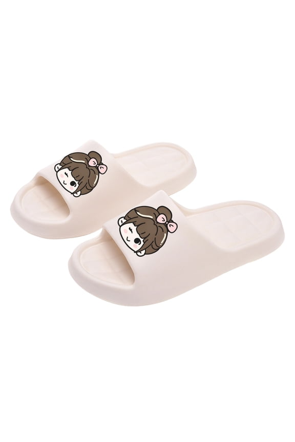 Womens Cute Cartoon Slide Sandals EVA Non-Slip Thick Sole Outdoor Indoor White Slip On Summer Shoes,Size 3.5-5