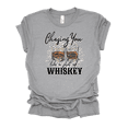thumbnail image 1 of Womens Cute Cheetah Whiskey Glasses Chasing You Like A Shot Of Whiskey Ladies Short Sleeve T-Shirt-Athletic Grey-X-Large, 1 of 1