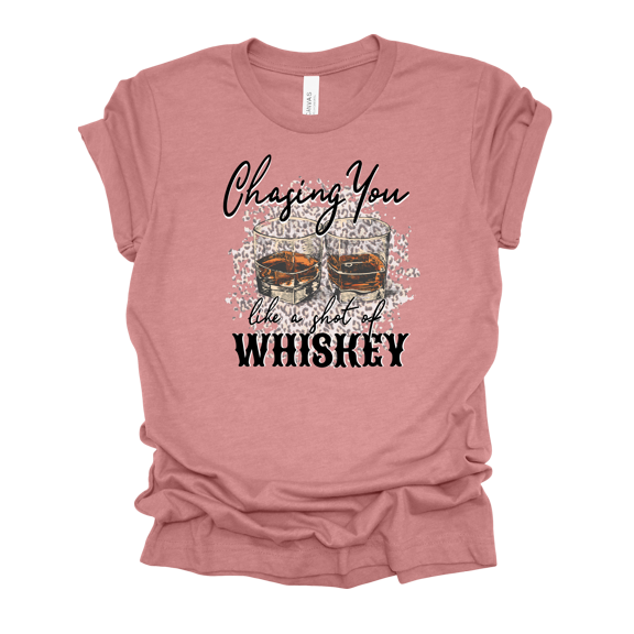 Womens Cute Cheetah Whiskey Glasses Chasing You Like A Shot Of Whiskey Ladies Short Sleeve T-Shirt-Heather Mauve-Medium