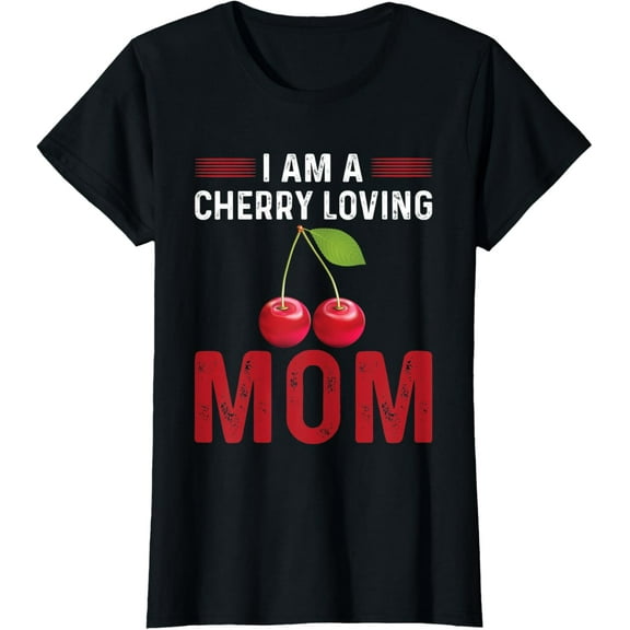 Womens Cute Cherry Loving Mom Design Love Ceris For Women T-Shirt100% cotton