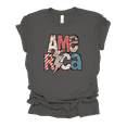 thumbnail image 1 of Womens Cute Colorful Vintage America In Rugged Bubble Letters Ladies Short Sleeve T-Shirt-Asphalt-Large, 1 of 1