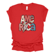 thumbnail image 1 of Womens Cute Colorful Vintage America In Rugged Bubble Letters Ladies Short Sleeve T-Shirt-Red-X-Large, 1 of 1
