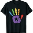 thumbnail image 1 of Womens Cute Colors Hand Puzzle Piece Autism Awareness Autistic T-Shirt Black 4X-Large, 1 of 5