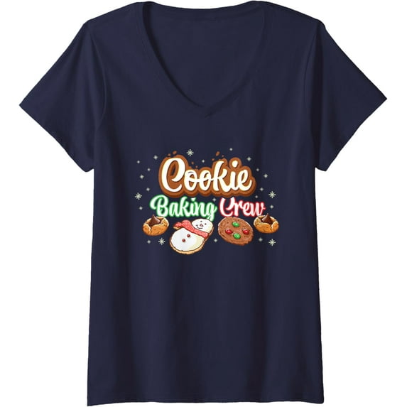 Womens Cute Cookie Baking Crew Holiday All Day Family Baking Day V-Neck T-Shirt