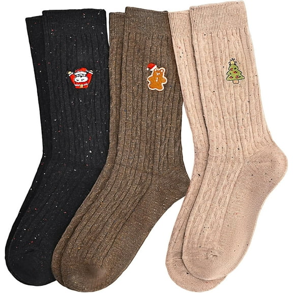Womens Cute Crew Socks, Christmas Socks Athletic Winter Casual Novelty Calf Xmas Socks for Women Cotton