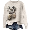 thumbnail image 1 of Womens Cute Dog Printed Sweatshirts Trendy Crew Neck Long Sleeve Graphic Tops Fall Loose Fit Tshirts Pullovers X_Beige XXL, 1 of 3