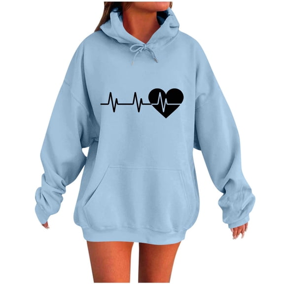 Womens Cute Drawstring Hoodies Heart Oversized Sweatshirt Y2K Oversized Long Sleeve Pocket Pullover Casual 2025 Sweatshirts Fleece Fall Fashion Top