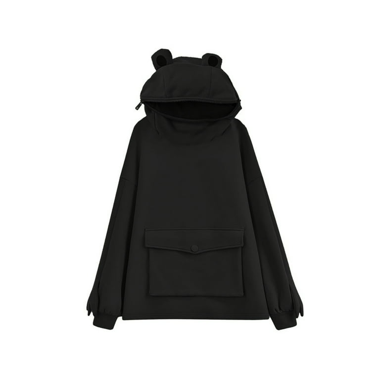 Womens Cute Frog Hoodie Loose Pullover Zip up Hooded Top Sweatshirt with Large Front Pocket Yellow Walmart