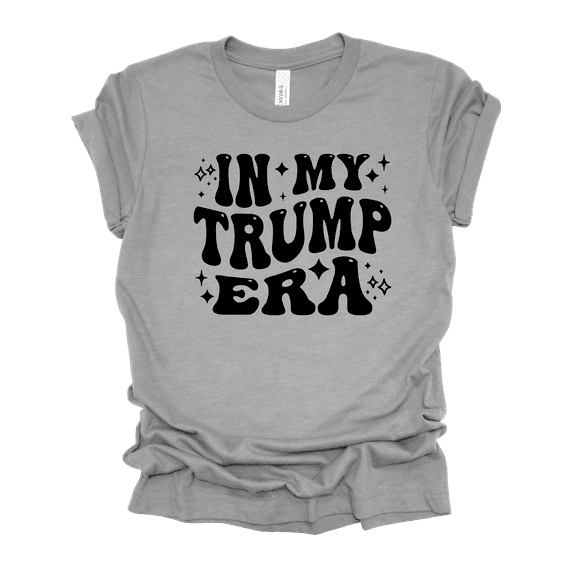 Womens Cute Funny In My Trump Era Groovy Letters Ladies Short Sleeve T-Shirt-Athletic Grey-XX-Large