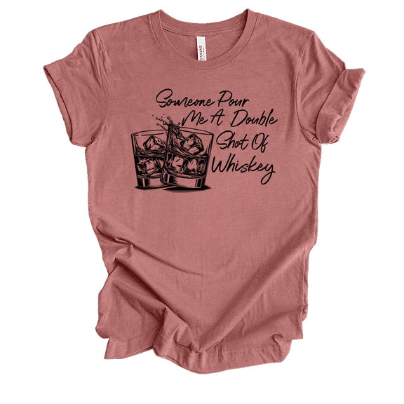 Womens Cute Funny Someone Pour Me A Double Shot Of Whiskey Glasses Ladies Short Sleeve T-Shirt-Heather Mauve-Small