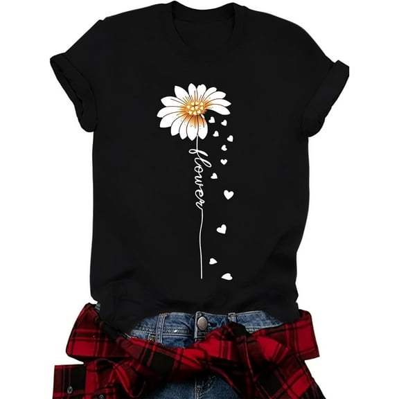 Womens Cute Graphic Short Sleeved Tops Summer Printed Graphic T-Shirts