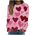 thumbnail image 1 of Womens Cute Heart Sweatshirt for Valentines Day Plus Size Long Sleeve Pullover Tops Crewneck Shirts, 1 of 5