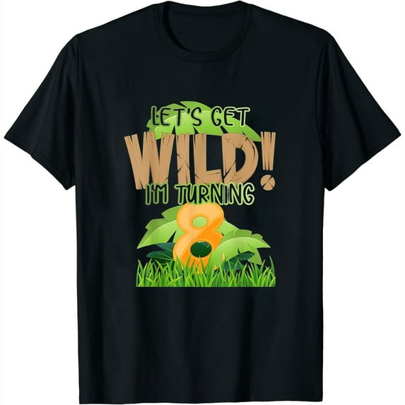 Womens Cute Jungle Safari 8Th Birthday Gift 8 Years Old Boys Girls T-Shirt Black Large