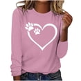 thumbnail image 1 of Womens Cute Long Sleeve Tops 2024 Fashion Crewneck Pullover Heart Dog Paw Pattern T-shirt Teen Girls Fall Winter Lounge Shirts, 1 of 5