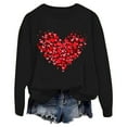thumbnail image 1 of Womens Cute Love Heart Print Sweaters Round Neck Loose Fie Valentine Long Sleeve Pullover Tops, 1 of 3