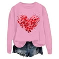 thumbnail image 1 of Womens Cute Love Heart Print Sweaters Round Neck Loose Fie Valentine Long Sleeve Pullover Tops, 1 of 3