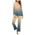thumbnail image 1 of Womens Cute Pajama Sets Long Sleeve Gradient Printed Lounge Set Pockets Two Piece Outfits 2024 Khaki L, 1 of 5
