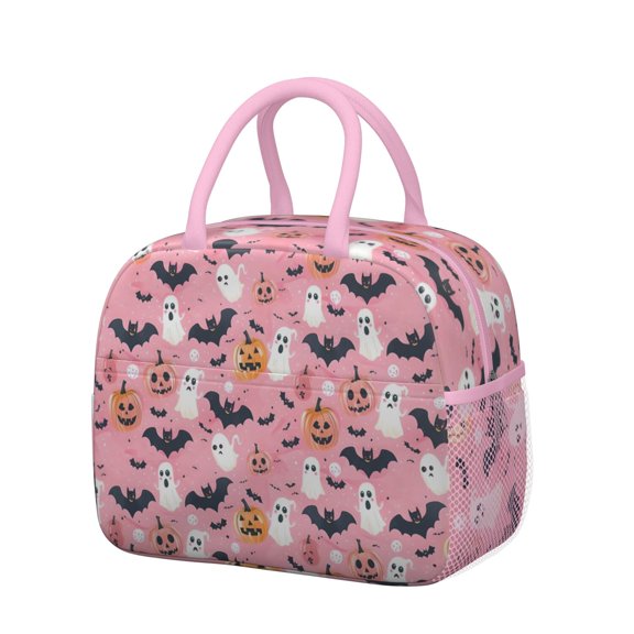 Womens Cute Pumpkin Ghost Halloween Pattern Lunch Box for Work,Insulated Lunch Bag for Women,Loncheras Para Mujer,Leakproof Adult Lunch Bag for Work,Beach,Travel,Picnic,Camping