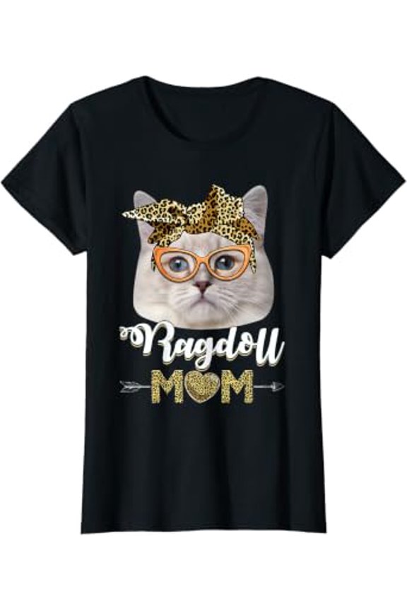Womens Cute Ragdoll Mom Leopard Cat Mom Mother's Day T-Shirt