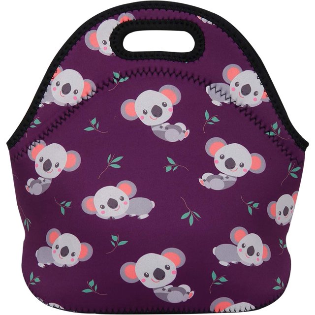 Womens Cute Reusable Neoprene Lunch Bag Insulated Lunch Box Koala