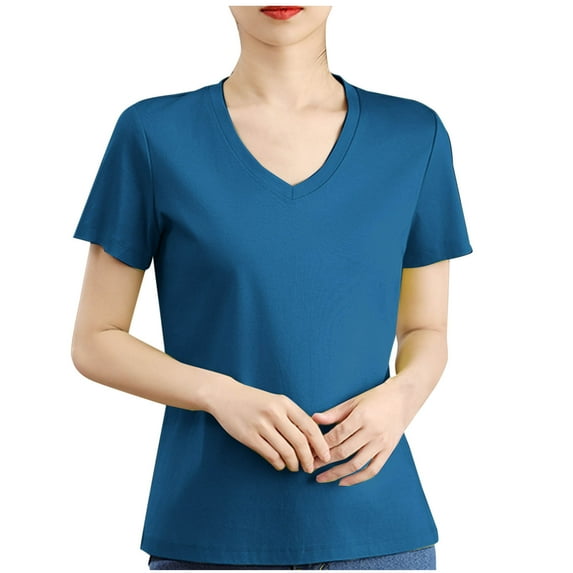 Womens Cute Tops Basic V Neck Tees for Women Women Short Sleeve Top Under 5 Dollars Free Shipping