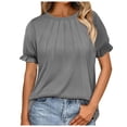 thumbnail image 1 of Womens Cute Summer Tops Short Sleeve Shirts Puff Dressy Blouses Business Casual Outfits Trendy, 1 of 2