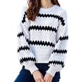 thumbnail image 1 of Womens Cute Sweaters Trendy Color Block Pullover Sweater Cable Knit Jumper Tops White S, 1 of 8