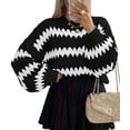 thumbnail image 1 of Womens Cute Sweaters Trendy Color Block Pullover Sweater Cable Knit Jumper Tops, 1 of 8